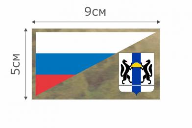 Ф054МОХ Патч МОХ Флаг РФ Новосибирская область 5х9см  фото, описание